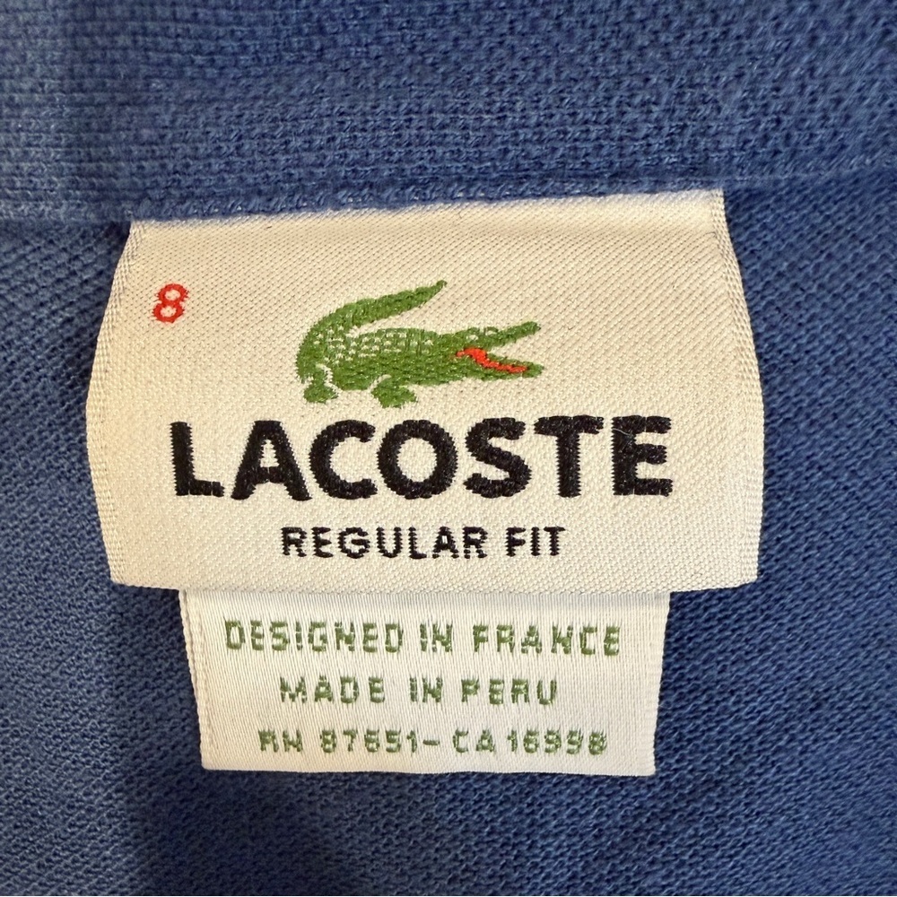 Lacoste Men’s Harbor Blue Short-Sleeve Polo with Dual Chest Pockets Size 8 - Picture 3 of 5